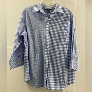 Women’s Chap by Ralph Lauren 3/4 Button Down Gingham Shirt in 1X. No Iron